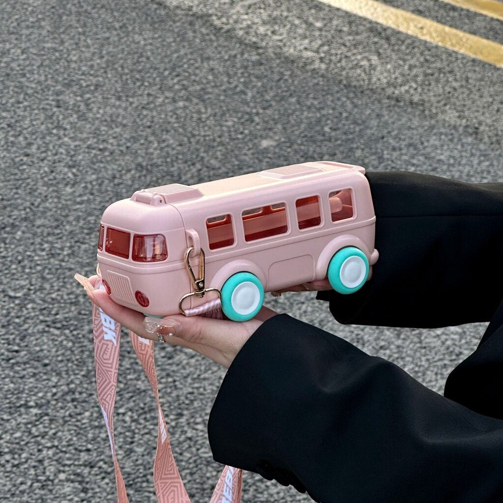 🔥500ML Bus Shaped Water Bottle With Straws🥛