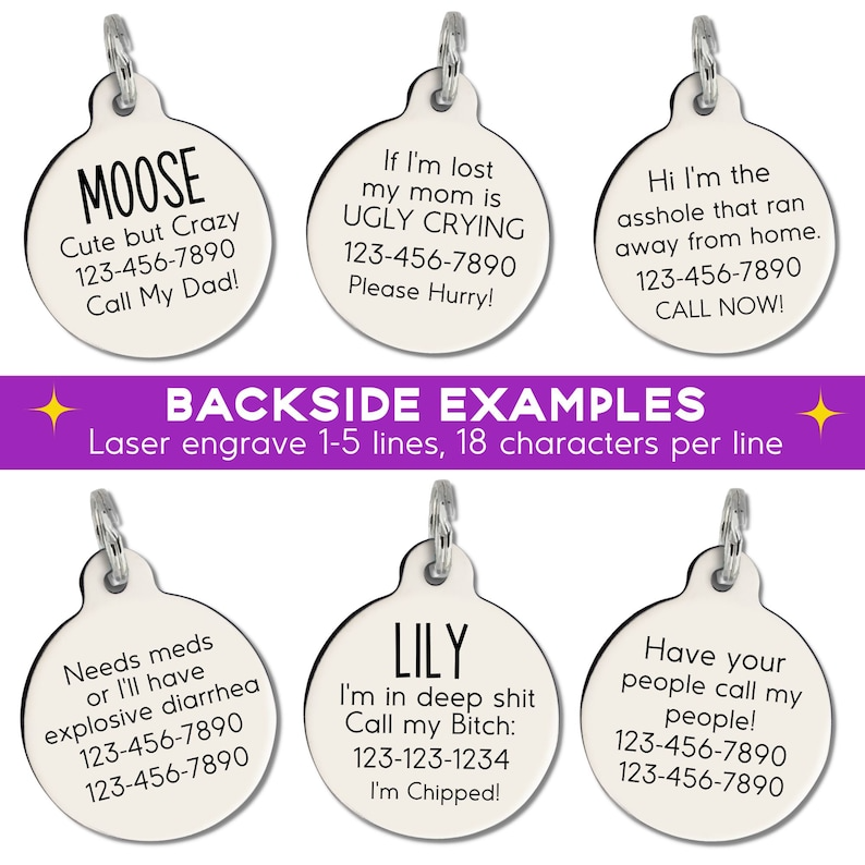 "Mom's Favorite Asshole" Funny Dog Tag Personalized Small Cat or Large Pet Tag