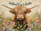 🐮Highland Cow Calendar 2026 – Rustic Farmhouse Wall Art & Monthly Planner📅