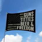 🎁Guns Titties Beer & Freedom - Funny Drinking USA Flag🍻