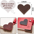 💖4 Pcs Vintage Leather Heart Bookmark Page Corner