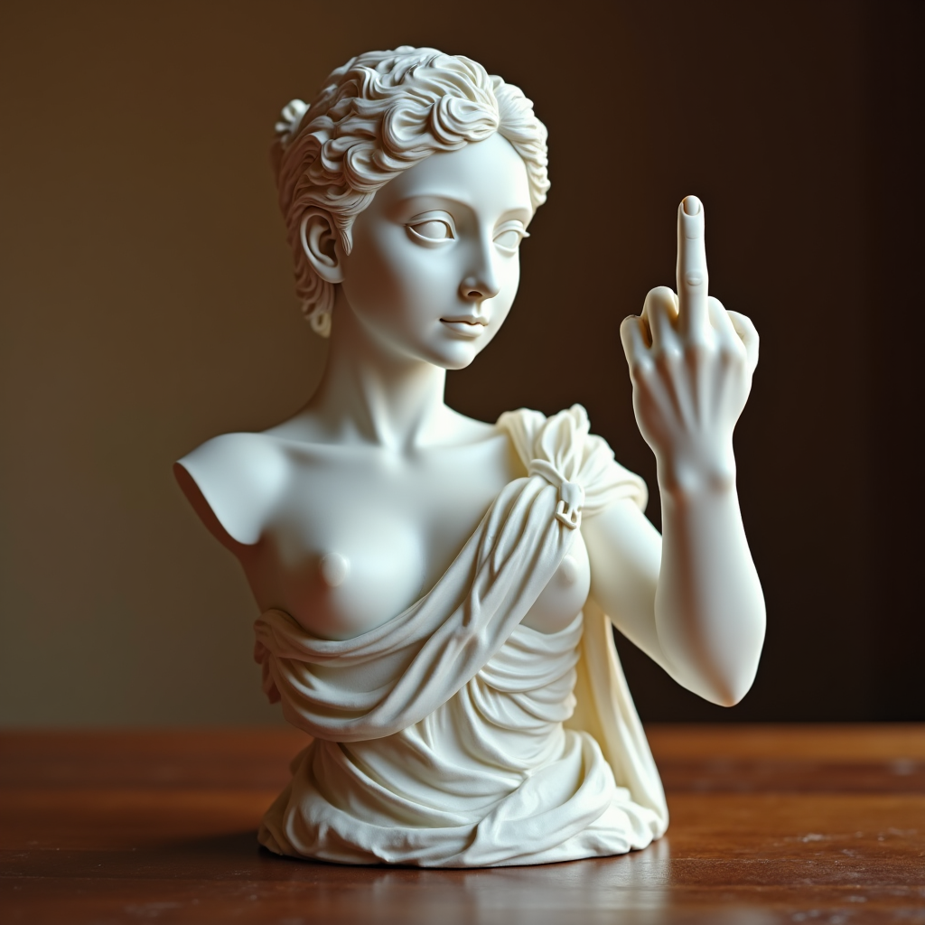 Unapologetic Venus: The Middle Finger Statue - Bold Art for Modern Rebels
