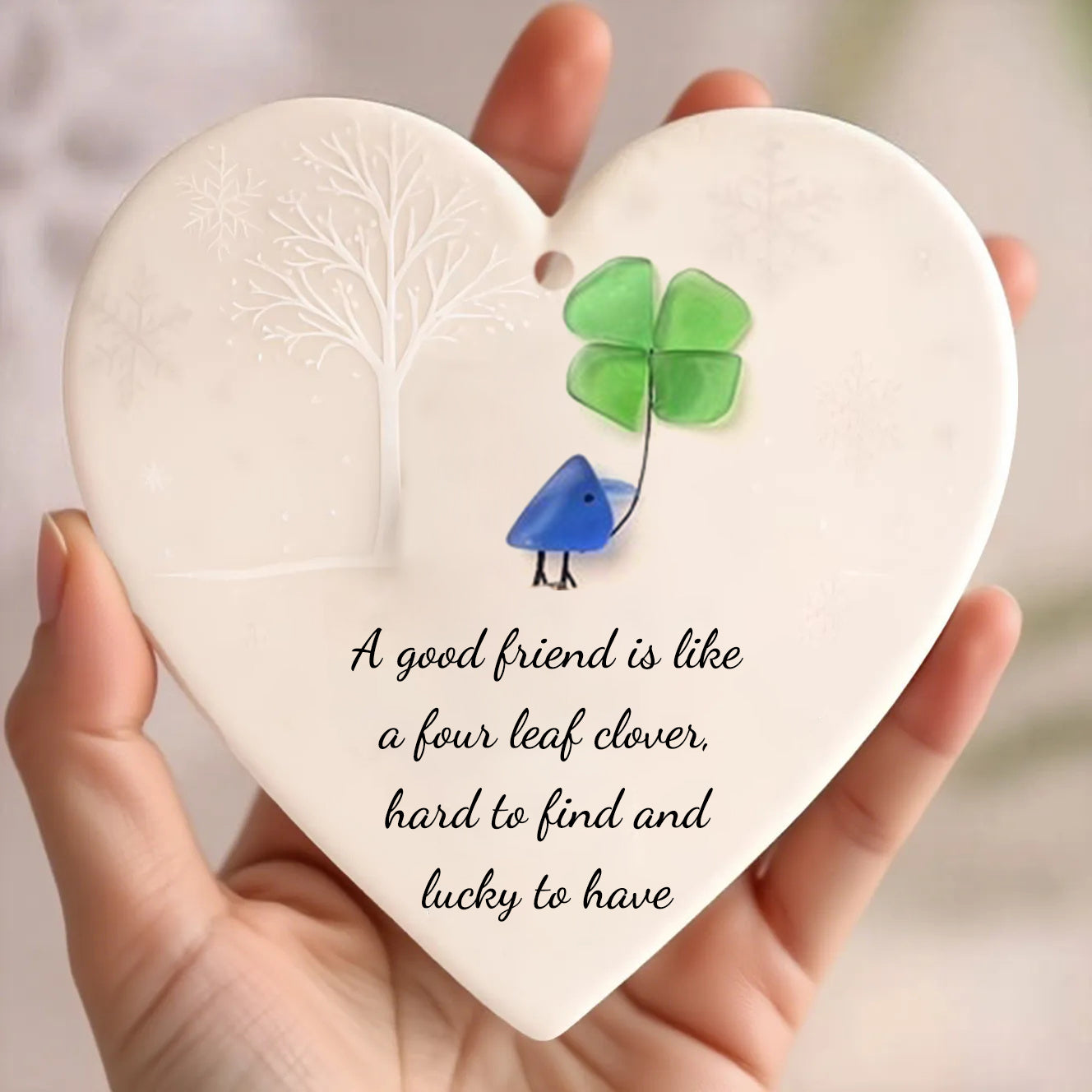 Bird & Heart Sea Glass Decor