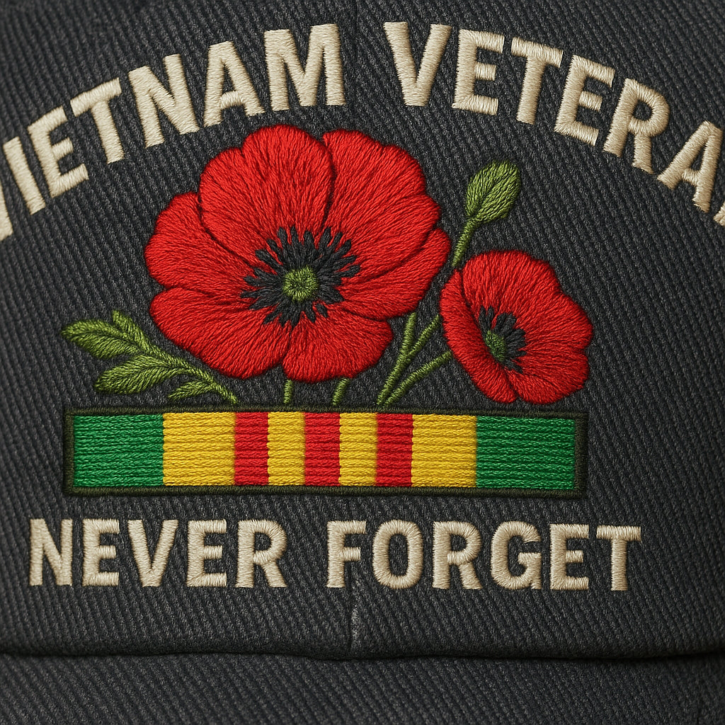 Vietnam Veteran Poppy Cap — NEVER FORGET