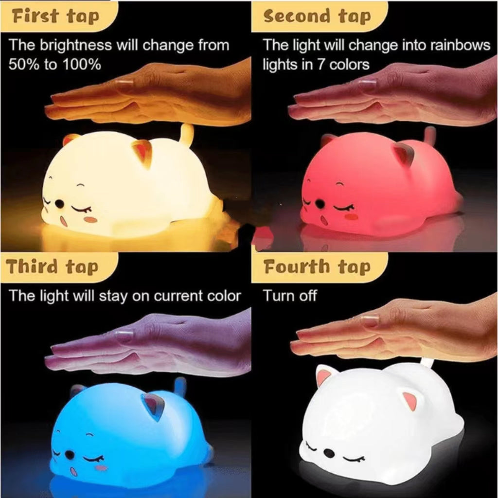 🔥Colorful Cat LED Dimming Night Light😺