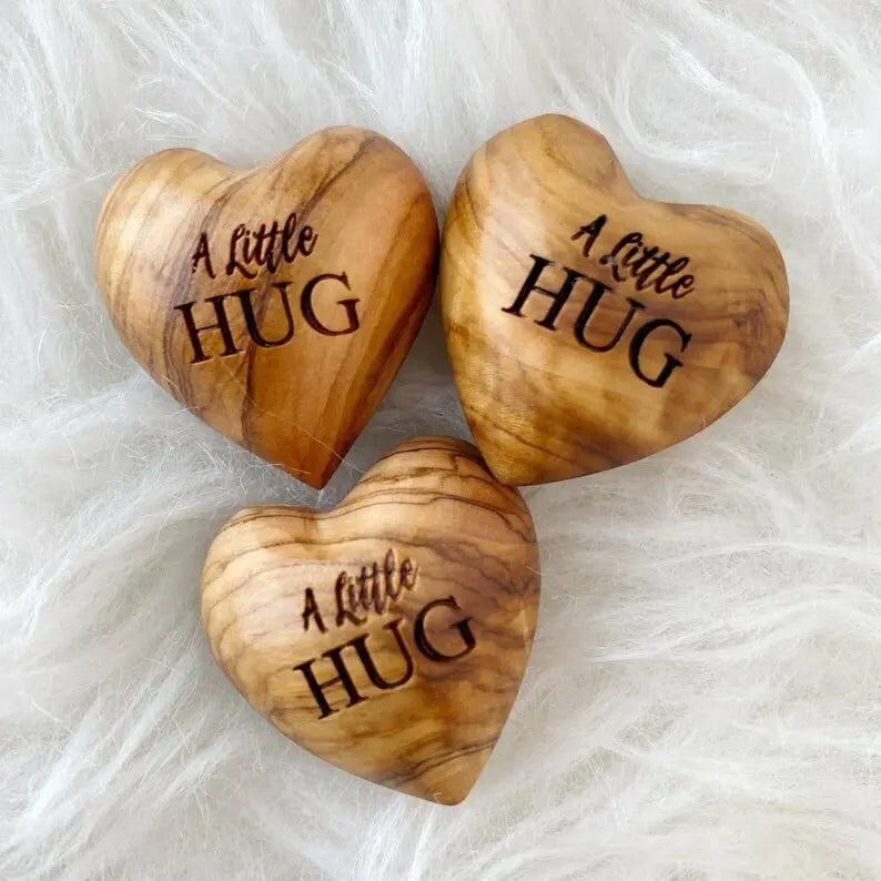 Pocket Hug Wooden Heart Token--Christmas gifts