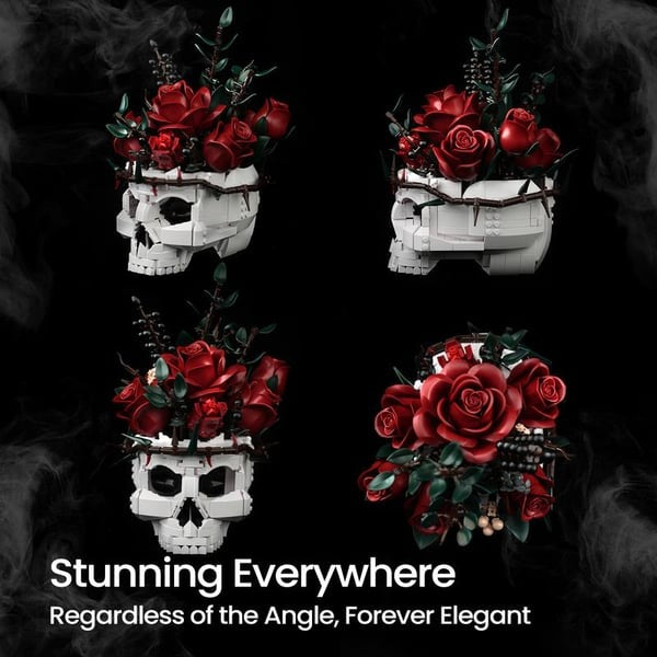 🔥Last Day 50% OFF💀🌹Gothic Skull Rose Building Set