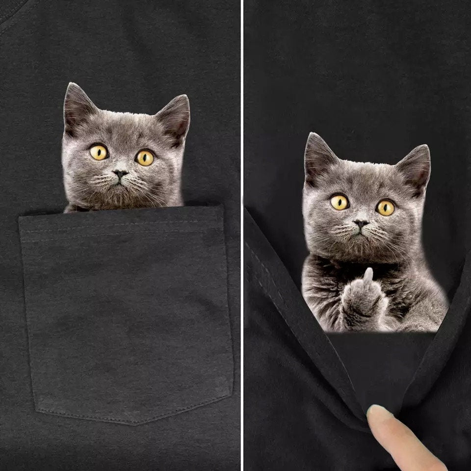 Hidden Middle Finger Signed Funny Cat Printed T-Shirt（Buy 2 Free Shipping）