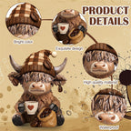☕🐮 Adorable Highland Cow Coffee Figurines – Rustic Charm for Your Home